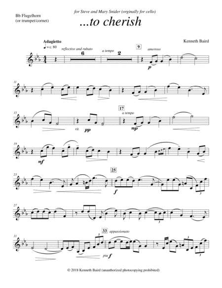 Free Sheet Music To Cherish Revised For Flugelhorn And Piano