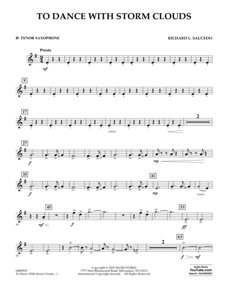 Free Sheet Music To Dance With Storm Clouds Bb Tenor Saxophone