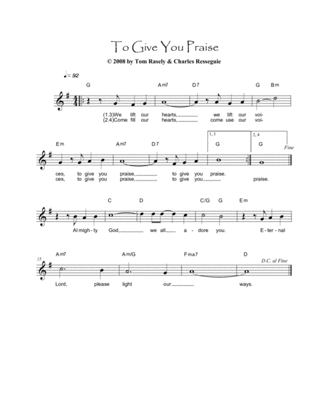 Free Sheet Music To Give You Praise