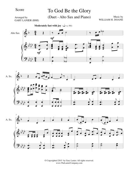 To God Be The Glory Duet Alto Sax And Piano Score And Parts Sheet Music