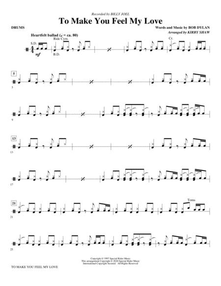 To Make You Feel My Love Arr Kirby Shaw Drums Sheet Music