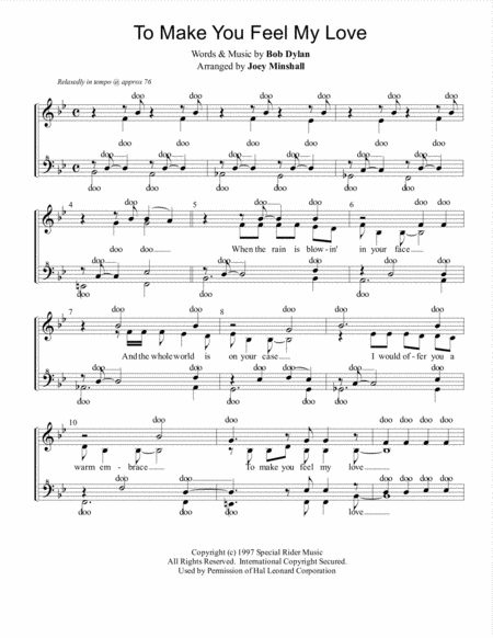 Free Sheet Music To Make You Feel My Love