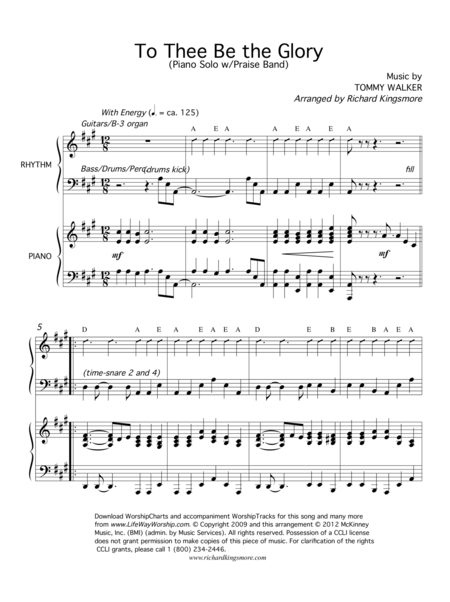 Free Sheet Music To Thee Be The Glory