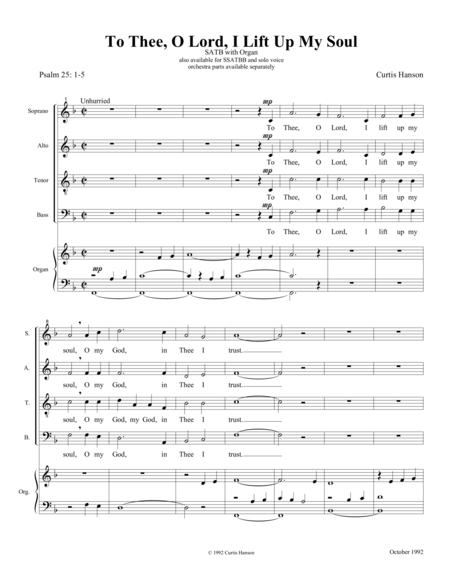 To Thee O Lord I Lift Up My Soul Satb Sheet Music