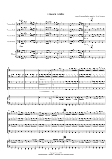 Toccata By Bach Rocks For Cello Quartet Sheet Music