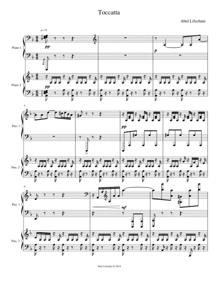 Free Sheet Music Toccata For Two Pianos