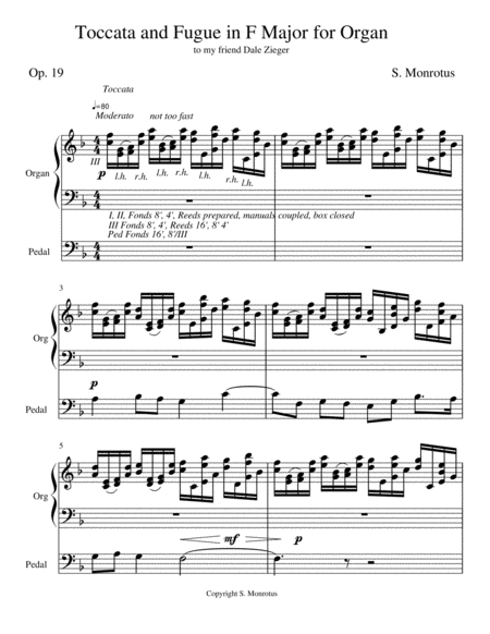 Toccata Fugue In F Major Op 19 Sheet Music