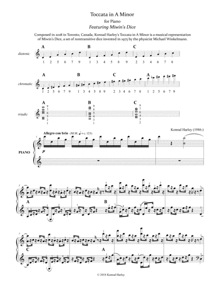 Toccata In A Minor Miwins Dice Sheet Music