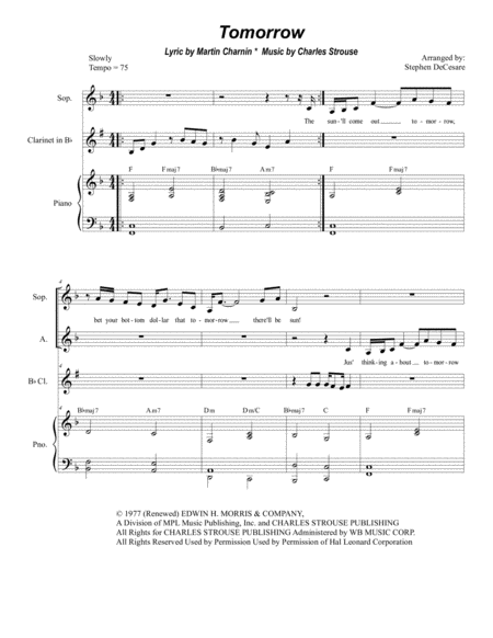 Free Sheet Music Tomorrow For 2 Part Choir Sa