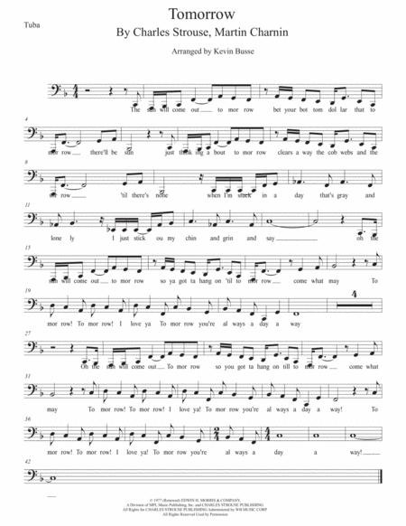 Tomorrow W Lyrics Tuba Sheet Music