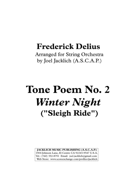 Tone Poem No 2 Winter Night Sleigh Ride Sheet Music