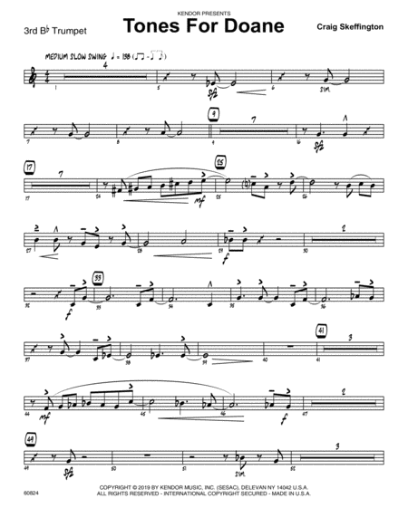 Tones For Doane 3rd Bb Trumpet Sheet Music