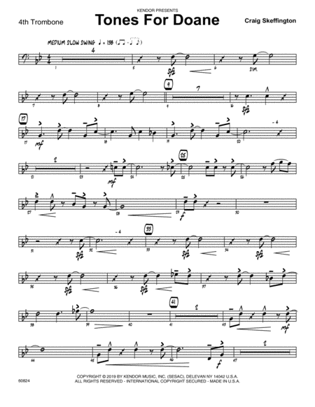 Tones For Doane 4th Trombone Sheet Music