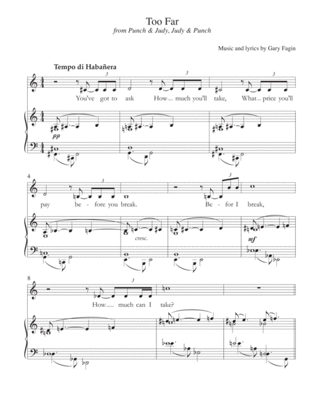 Free Sheet Music Too Far For Voice And Piano