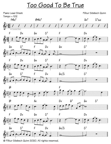 Too Good To Be True Sheet Music