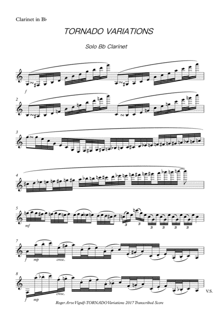 Tornado For Solo Bb Clarinet Sheet Music