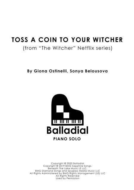 Free Sheet Music Toss A Coin To Your Witcher