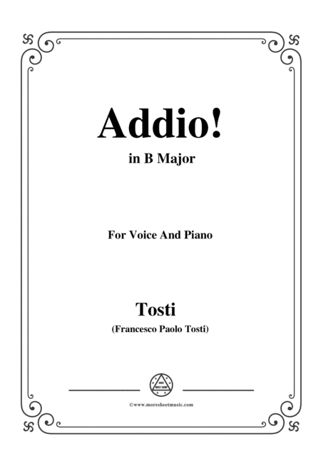 Tosti Addio In B Major For Voice And Piano Sheet Music