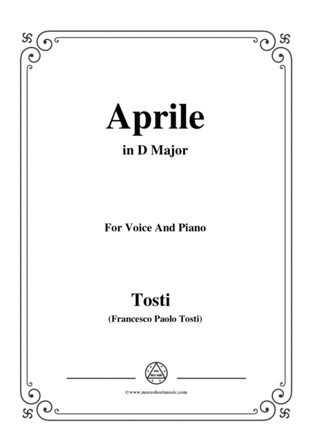 Tosti Aprile In D Major For Voice And Piano Sheet Music