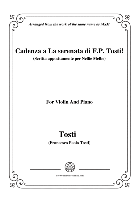 Tosti Cadenza A La Serenata Scritta Appositamente Per Nellie Melbe For Violin And Piano Sheet Music