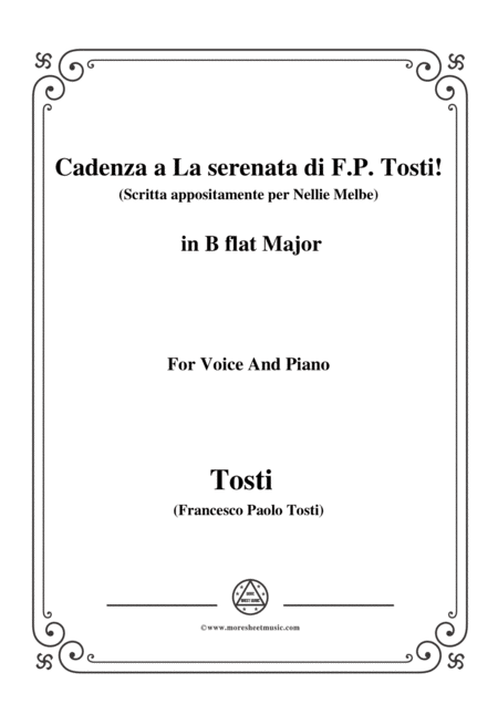 Tosti Cadenza A La Serenata Scritta Appositamente Per Nellie Melbe In B Flat Major For Voice And Piano Sheet Music