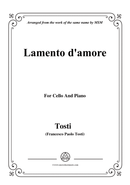 Free Sheet Music Tosti Lamento D Amore For Cello And Piano