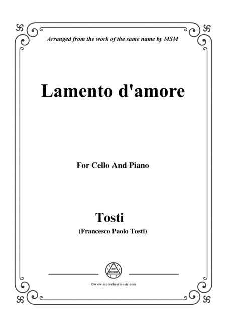 Tosti Lamento D Amore For Cello And Piano Sheet Music