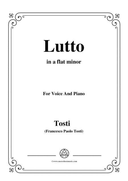 Tosti Lutto In A Flat Minor For Voice And Piano Sheet Music