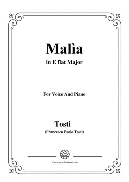 Tosti Mala In E Flat Major For Voice And Piano Sheet Music