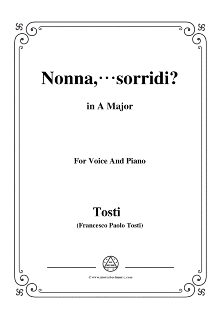 Tosti Nonna Sorridi In A Major For Voice And Piano Sheet Music