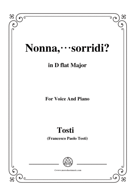 Tosti Nonna Sorridi In D Flat Major For Voice And Piano Sheet Music