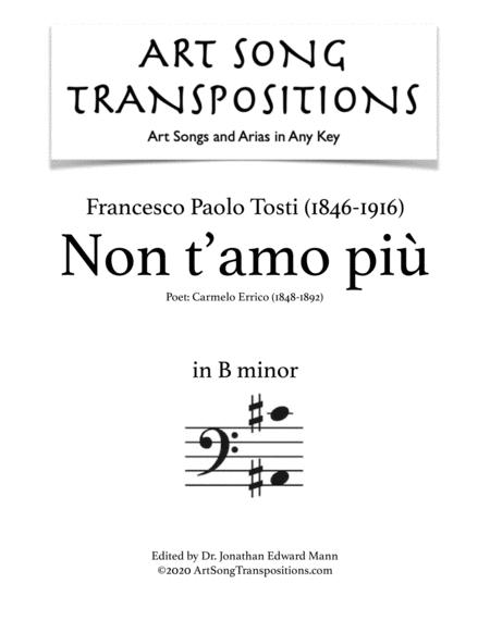 Tosti Nont Amo Pi Transposed To B Minor Bass Clef Sheet Music