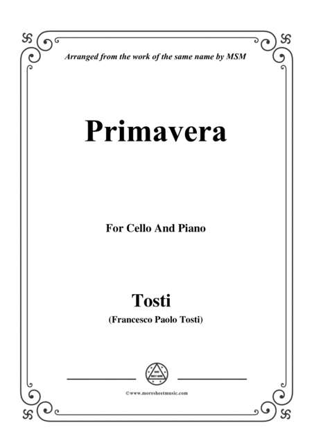 Tosti Primavera For Cello And Piano Sheet Music