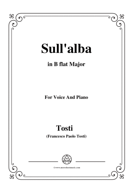 Free Sheet Music Tosti Sull Alba In B Flat Major For Voice And Piano