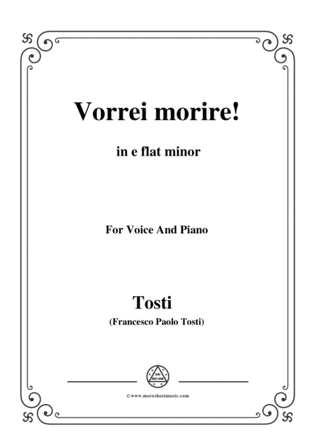 Free Sheet Music Tosti Vorrei Morire In E Flat Minor For Voice And Piano