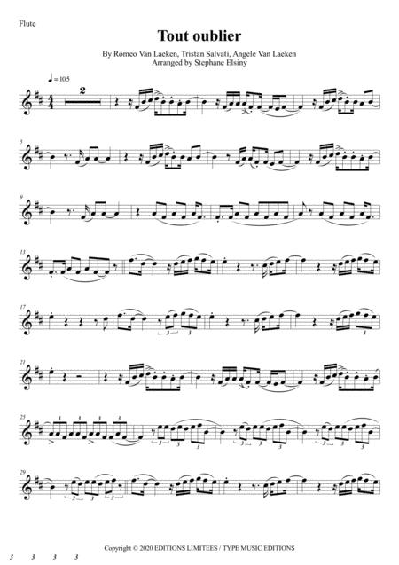 Tout Oublier Angele Karaoke For Flute Sheet Music