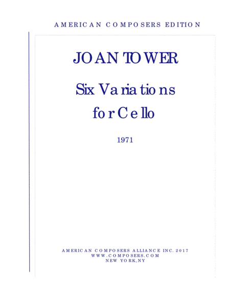 Free Sheet Music Tower Six Variations For Cello
