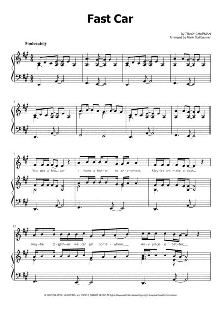 Tracy Chapman Fast Car Sheet Music