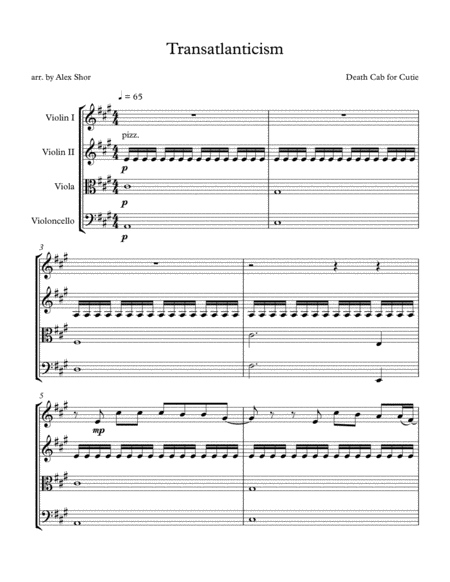 Transatlanticism String Quartet Sheet Music