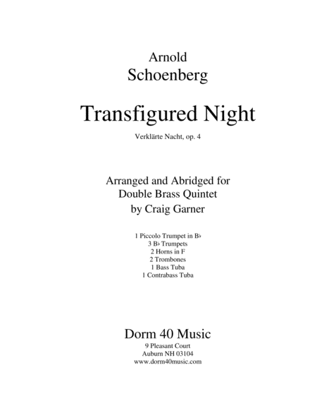 Free Sheet Music Transfigured Night Verklrte Nacht Op 4