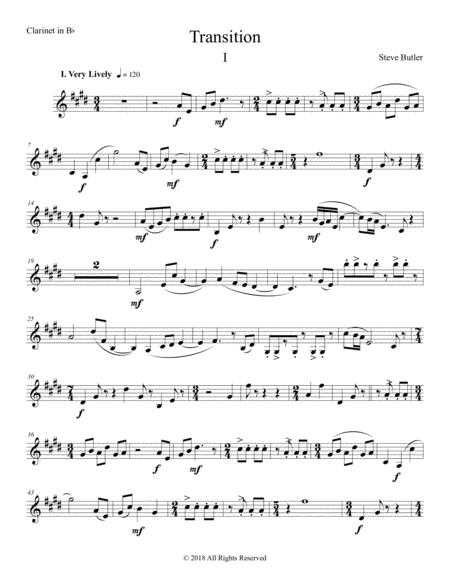 Transition Ii Part Clarinet Bb Sheet Music