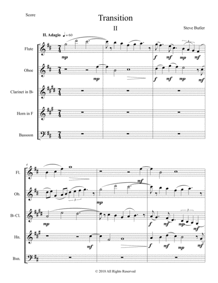 Transition Ii Part Ii Of A 3 Movement Woodwind Quintet Sheet Music