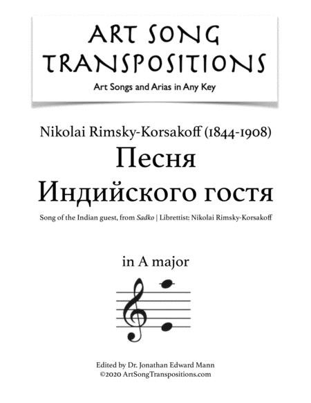 Transposed To A Major Sheet Music