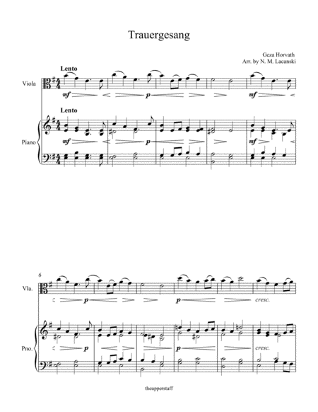 Trauergesang Sheet Music