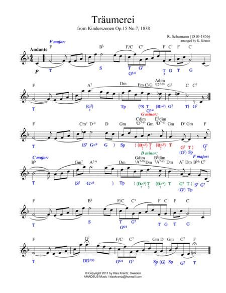 Free Sheet Music Traumerei Dreaming For Lead Sheet With Chords And Harmonic Analysis