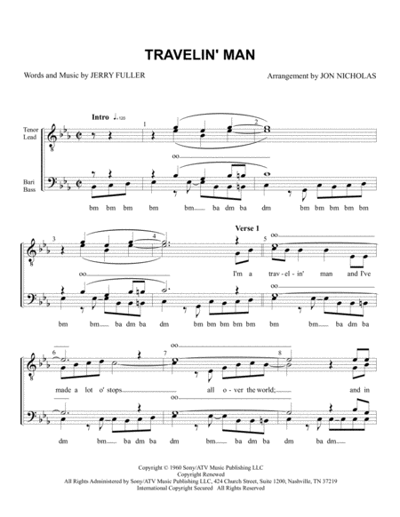 Travelin Man Sheet Music