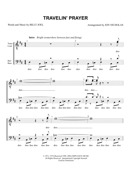 Travelin Prayer Sheet Music