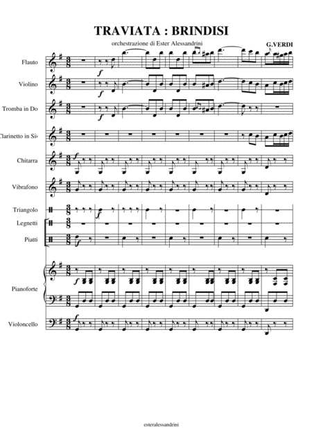 Free Sheet Music Traviata Brindisi