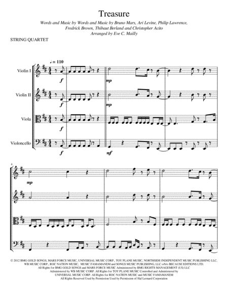 Treasure String Quartet Sheet Music