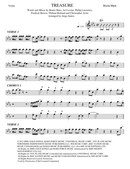 Treasure Violin Sheet Music